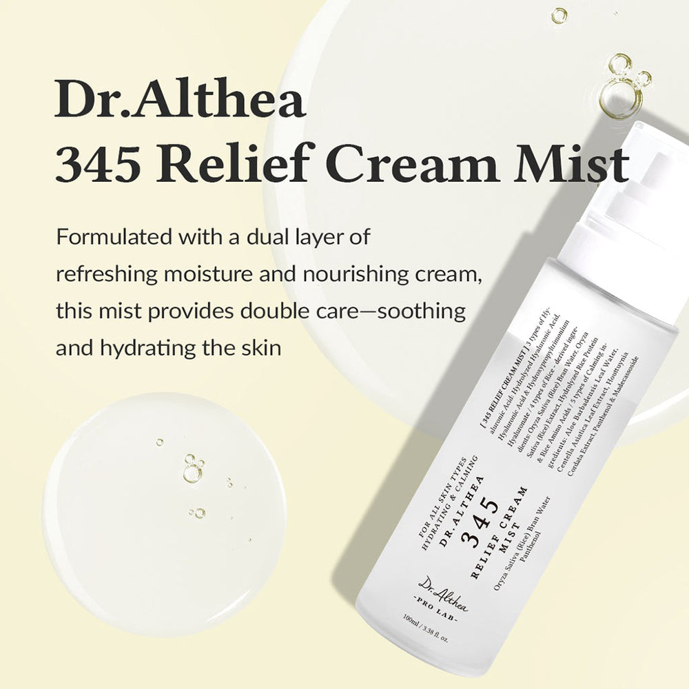 Dr. Althea 345 Relief Cream Mist - Gesichtsspray formuliert mit Panthenol und Hyaluronsäure, das zur Hydratisierung und zum Komfort der Haut beiträgt - 100 ml