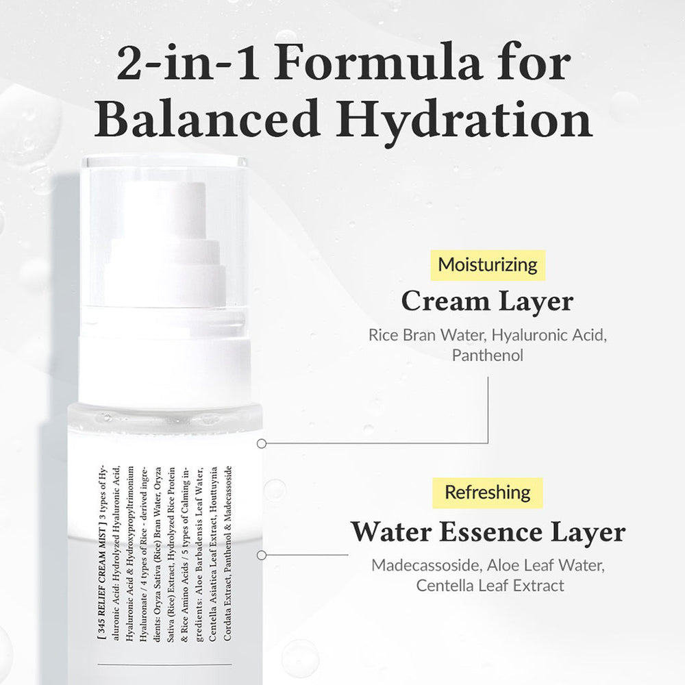 Dr. Althea 345 Relief Cream Mist - Gesichtsspray mit Panthenol und Hyaluronsäure, das zur Hautbefeuchtung beiträgt und den Hautkomfort bewahrt - 60 ml