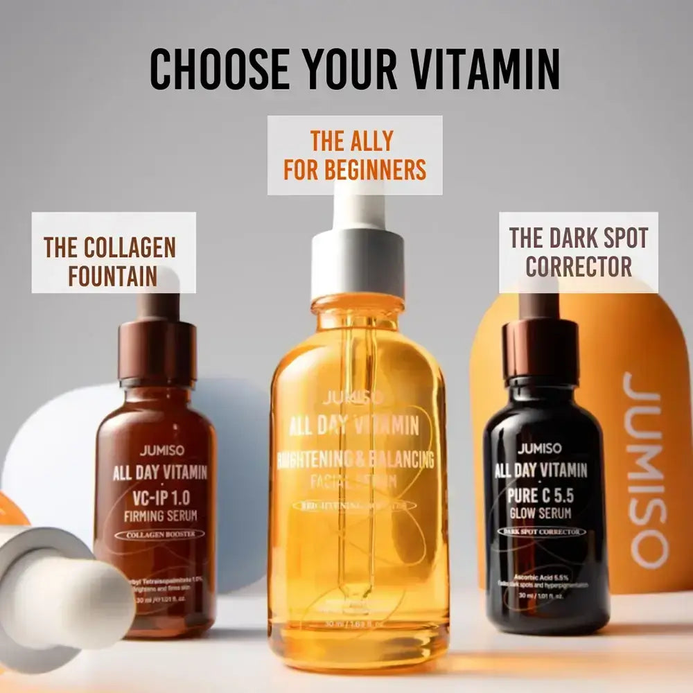 JUMISO All Day Vitamin Brightening and Balancing Serum - Serum für das Gesicht mit Niacinamid und stabilisiertem Vitamin C (3-O-Ethyl Ascorbic Acid) für Hautaufhellung und gleichmäßigen Teint - 30 ml