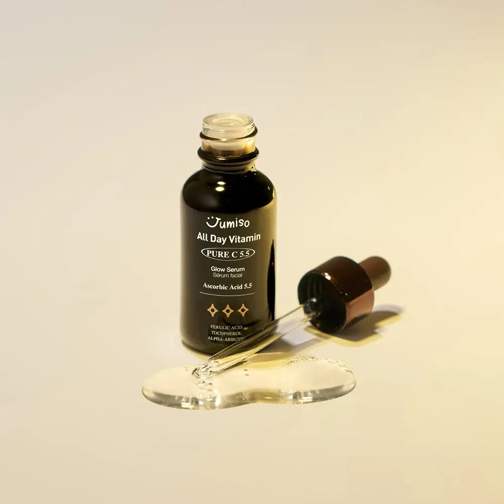 JUMISO All Day Vitamin Ser für Gesicht Pure C 5.5 Glow - Reines Vitamin C und Alpha-Arbutin für Ausstrahlung und Anti-Pigmentierung, 30 ml