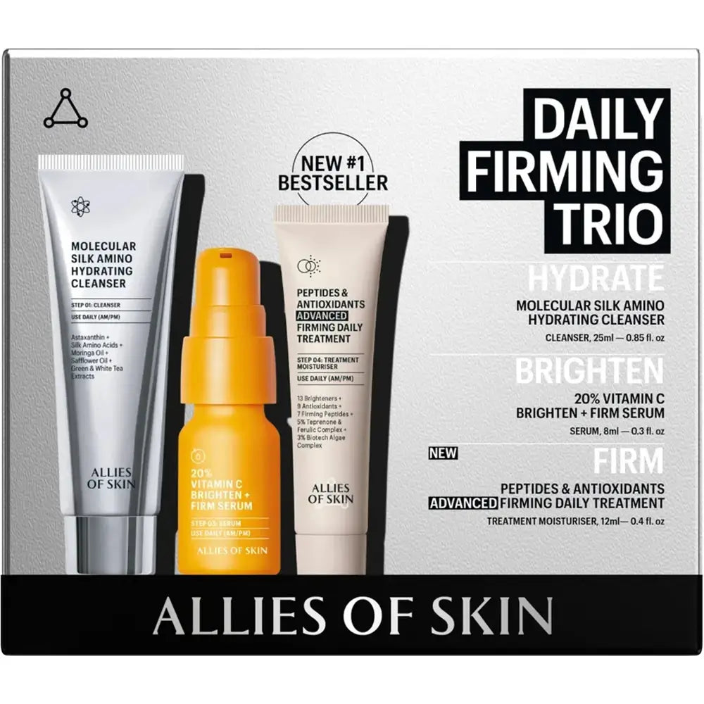 Daily Firming Trio Set von Allies of Skin mit Cleanser, Vitamin C Serum & Treatment
