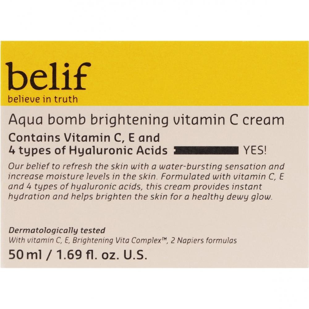 BELIF Aqua Bomb Brightening Vitamin C - Gesichtscreme mit Vitamin C und Hyaluronsäure, die zur Hautfeuchtigkeit beiträgt und die Leuchtkraft verbessert - 50 ml