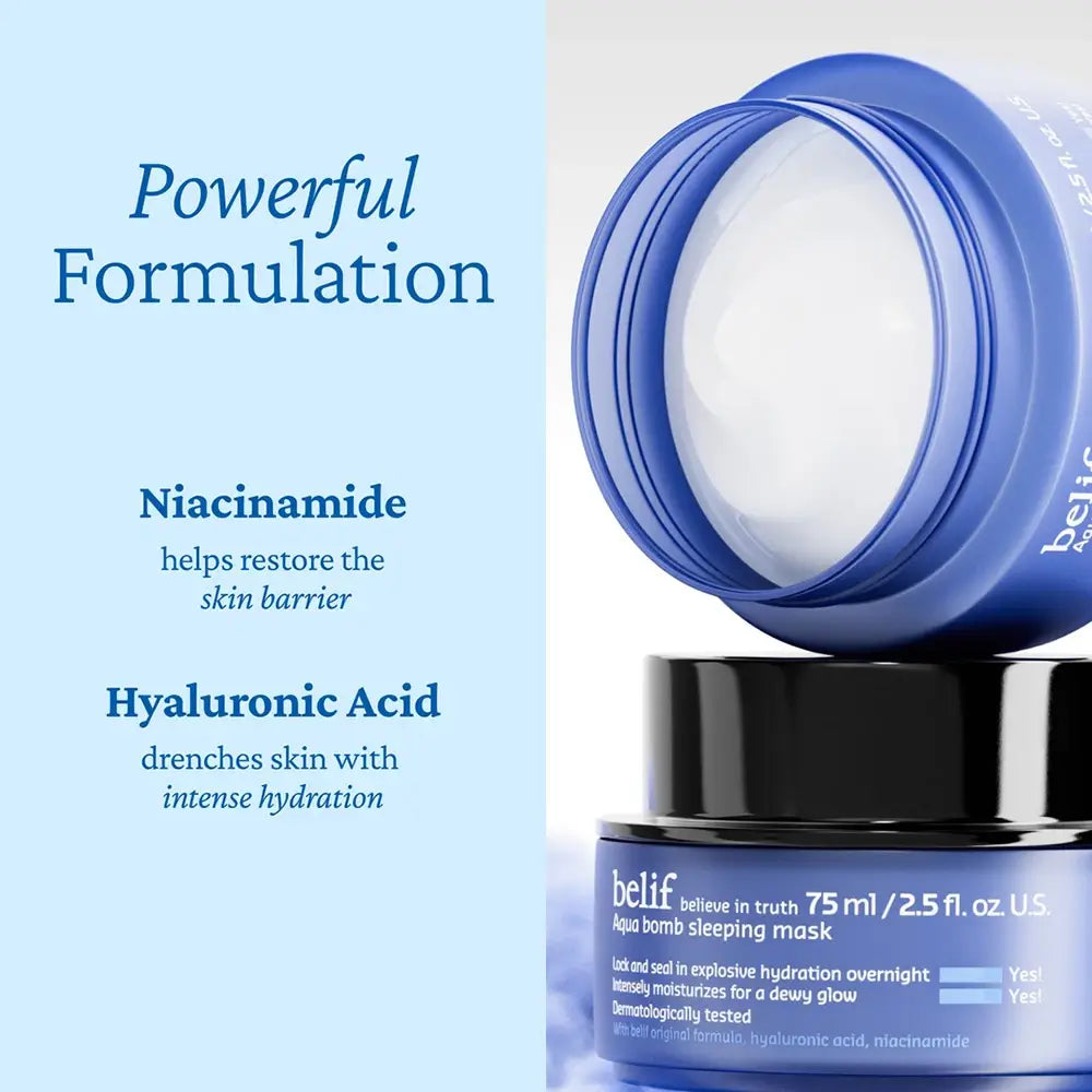 BELIF Aqua Bomb Sleeping Mask - Gesichtsmaske mit Hyaluronsäure und Niacinamid zur Feuchtigkeitsversorgung und Stärkung der Hautbarriere - 75 ml