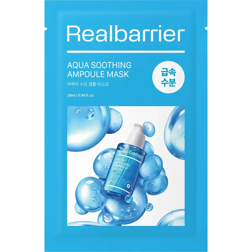 REAL BARRIER Aqua Beruhigende Ampullenmaske - Gesichtsmaske mit Hyaluronsäure und Blauem Rainfarnöl zur Feuchtigkeitsversorgung und zur Linderung von Rötungen und Reizungen - 28 ml