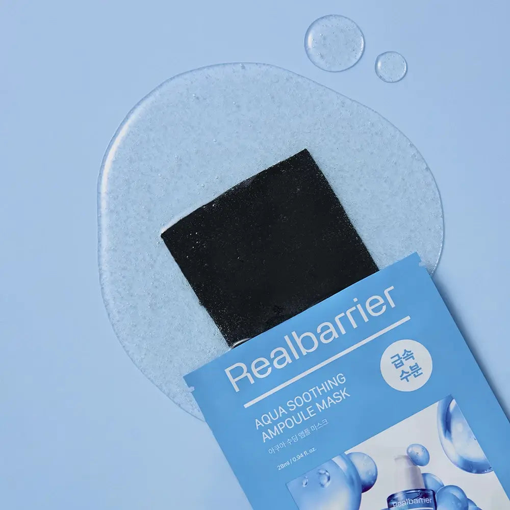 REAL BARRIER Aqua Beruhigende Ampullenmaske - Gesichtsmaske mit Hyaluronsäure und Blauem Rainfarnöl zur Feuchtigkeitsversorgung und zur Linderung von Rötungen und Reizungen - 28 ml