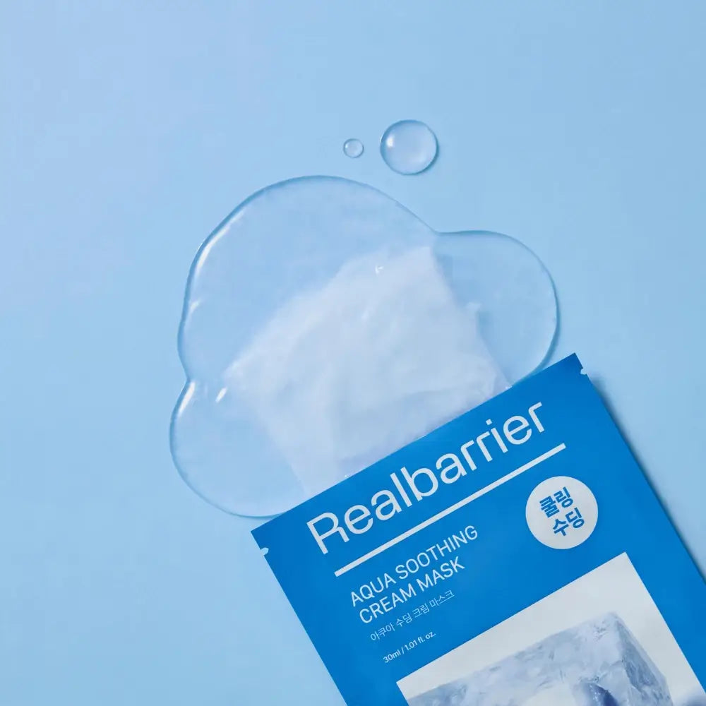 REAL BARRIER Aqua Soothing Feuchtigkeitsmaske – Gesichtsmaske mit Hyaluronsäure und Ceramiden zur Linderung von Rötungen und Reizungen – 30 ml