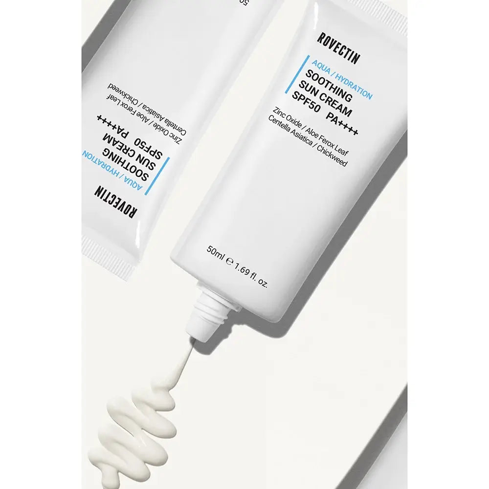 ROVECTIN Aqua Soothing Sun LSF50 PA++++ - Gesichtscreme mit Glycerylglucosid und Niacinamid, schützt die Haut vor UVA-, UVB- und Blaulicht und hält sie mit Feuchtigkeit versorgt - 50 ml
