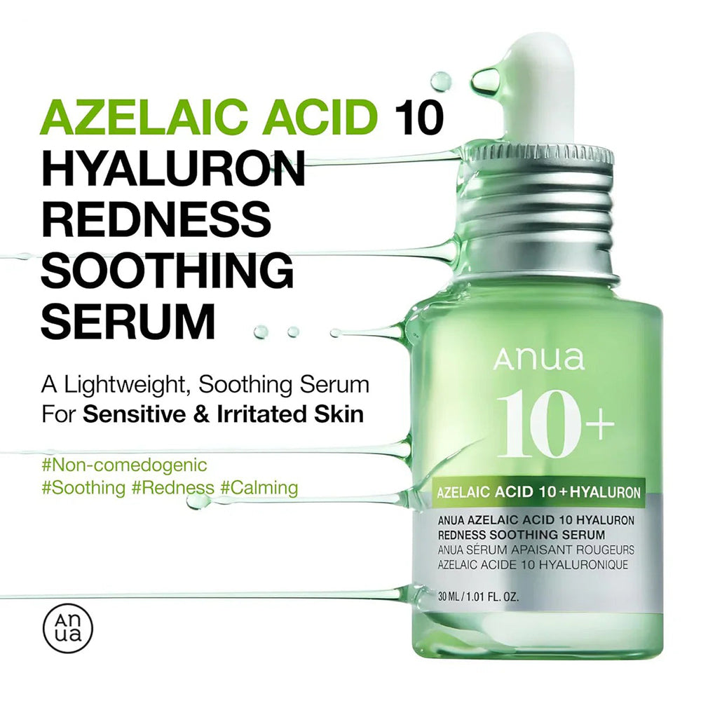 ANUA Azelaic Acid 10 Hyaluron Rötung Beruhigendes Serum - Beruhigung und Feuchtigkeit, 30 ml