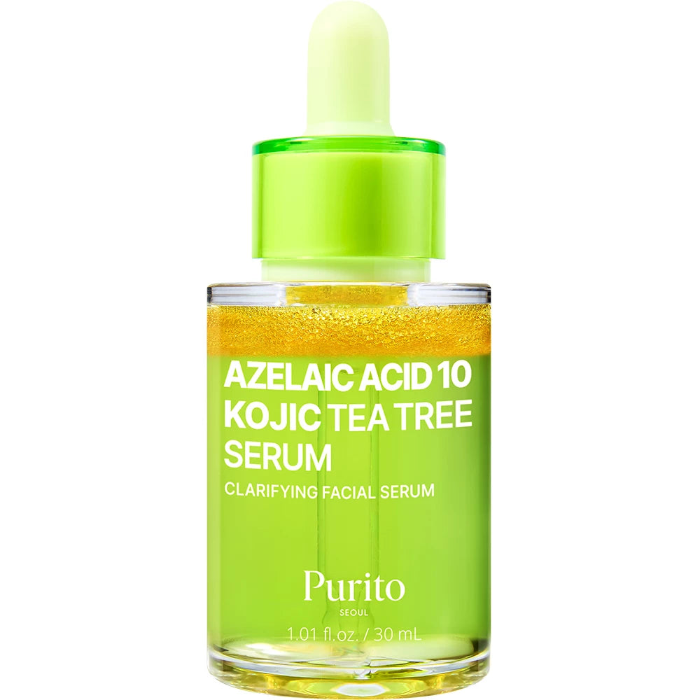 PURITO Azelainsäure 10 Kojic Teatree - Gesichtsserum mit Azelainsäure und Kojicsäure zur Reduzierung von Hautunreinheiten, Aknenarben und zur Angleichung des Hauttons - 30 ml