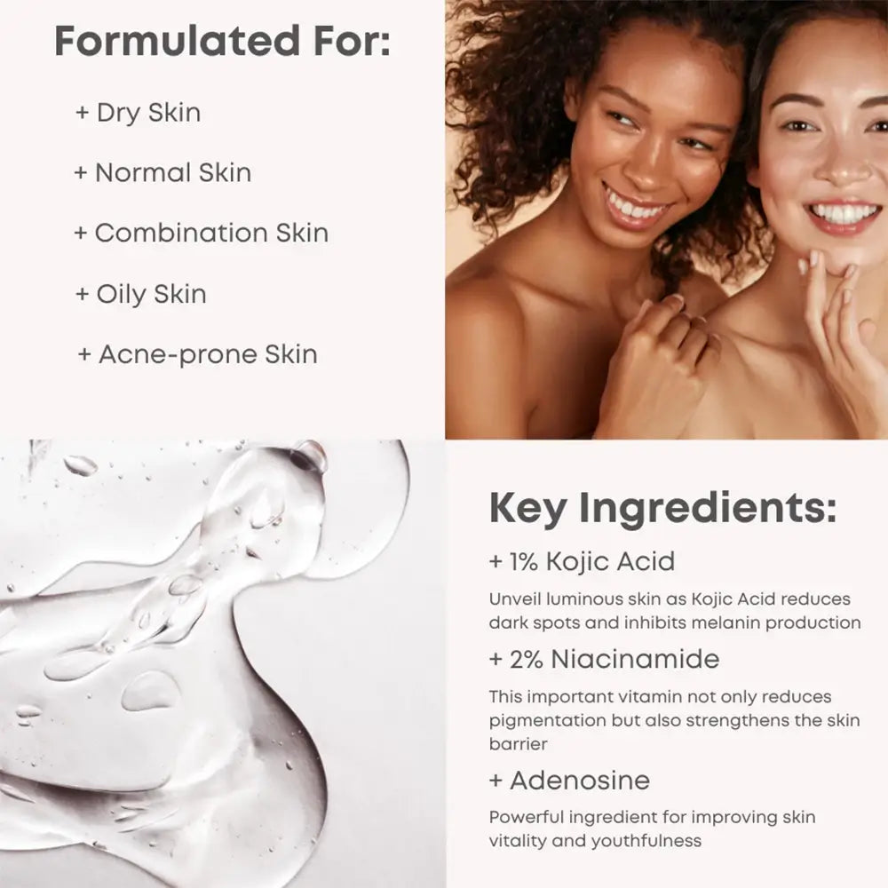 NINE LESS B-Boost 1% Kojic Acid - Gesichtswasser mit Kojicsäure und Niacinamid zur Reduzierung dunkler Flecken und Hyperpigmentierung für einen gleichmäßigen Hautton - 200 ml