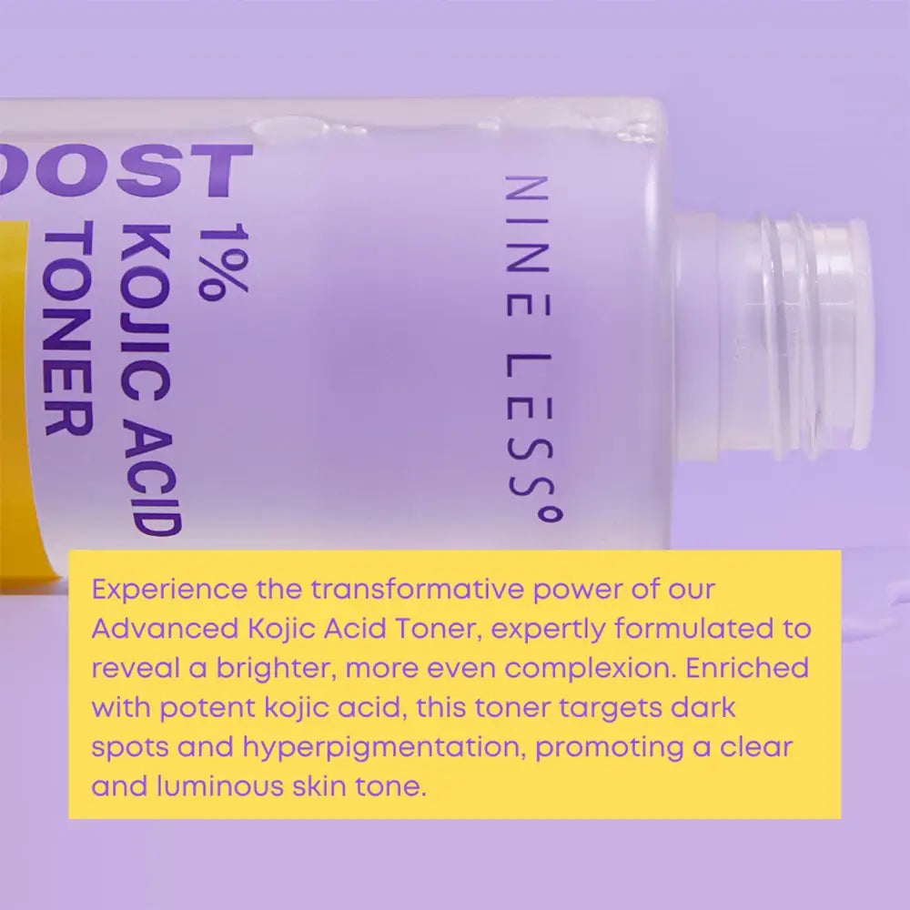 NINE LESS B-Boost 1% Kojic Acid - Gesichtswasser mit Kojicsäure und Niacinamid zur Reduzierung dunkler Flecken und Hyperpigmentierung für einen gleichmäßigen Hautton - 200 ml