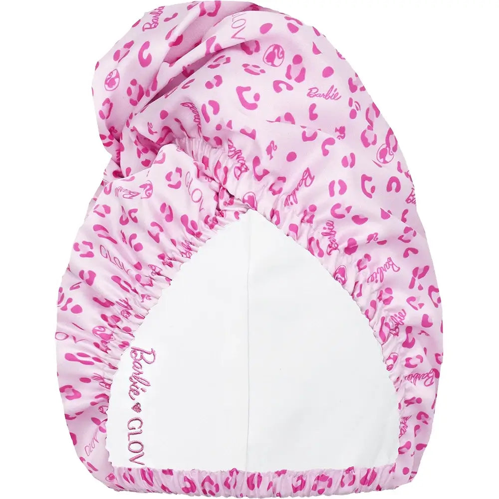 GLOV Barbie - Haarhandtuch aus superabsorbierender Mikrofaser und samtigem Satin, das hilft, überschüssige Feuchtigkeit aufzunehmen und das Haar nach dem Duschen trocken und seidig zu halten - Pink