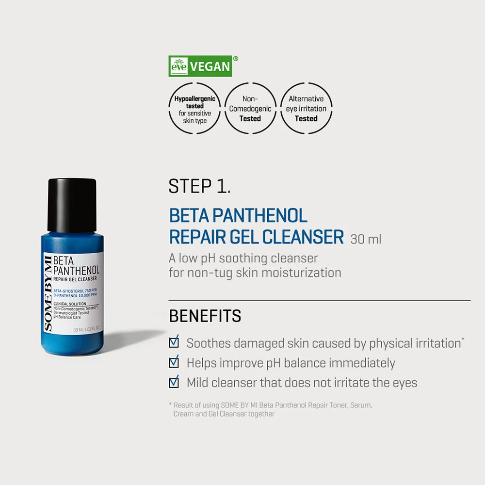 SOME BY MI Beta Panthenol Repair Starter Kit - Set mit D-Panthenol und Beta-Sitosterol zur Hydratisierung empfindlicher Haut und Aufrechterhaltung ihres optimalen Gleichgewichts