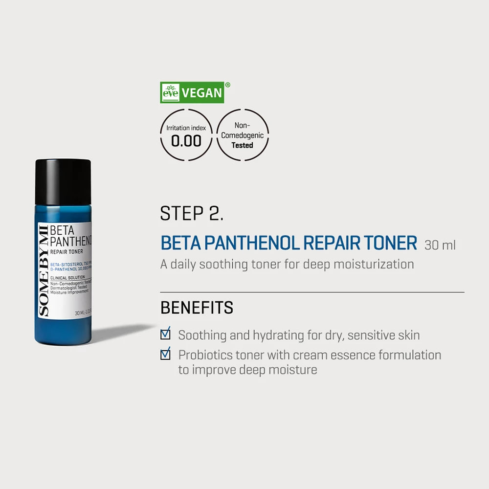 SOME BY MI Beta Panthenol Repair Starter Kit - Set mit D-Panthenol und Beta-Sitosterol zur Hydratisierung empfindlicher Haut und Aufrechterhaltung ihres optimalen Gleichgewichts
