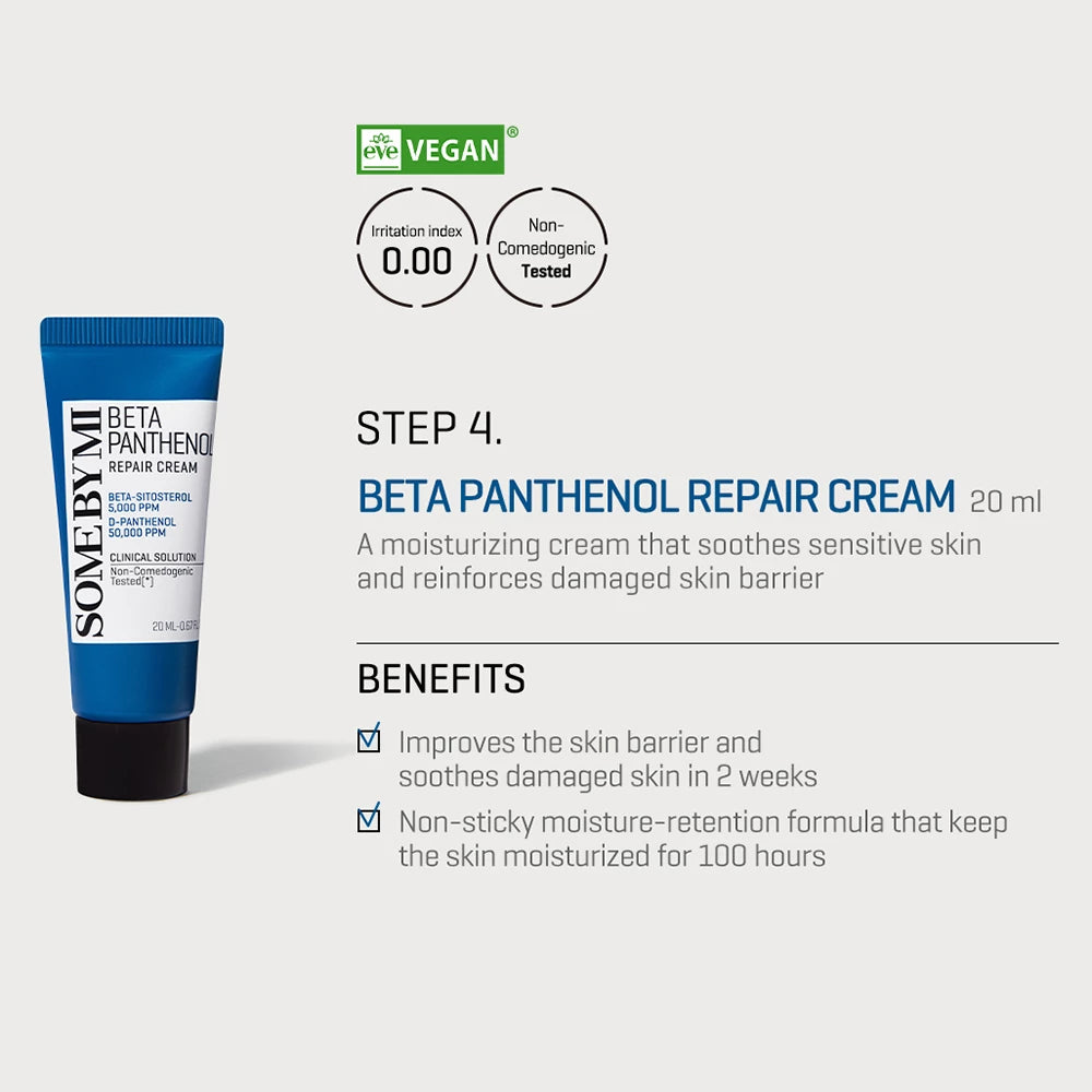 SOME BY MI Beta Panthenol Repair Starter Kit - Set mit D-Panthenol und Beta-Sitosterol zur Hydratisierung empfindlicher Haut und Aufrechterhaltung ihres optimalen Gleichgewichts