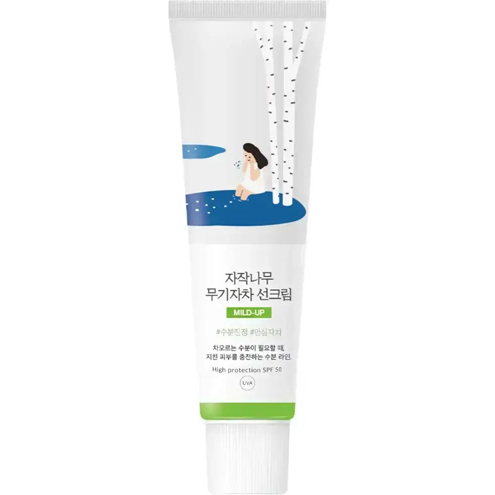 ROUND LAB Birch Juice Mild-up Sonnenschutz SPF 50 - Gesichtscreme mit Zinkoxid und Hyaluronsäure, die zum Sonnenschutz der Haut und zur Aufrechterhaltung der Feuchtigkeit beiträgt - 50 ml