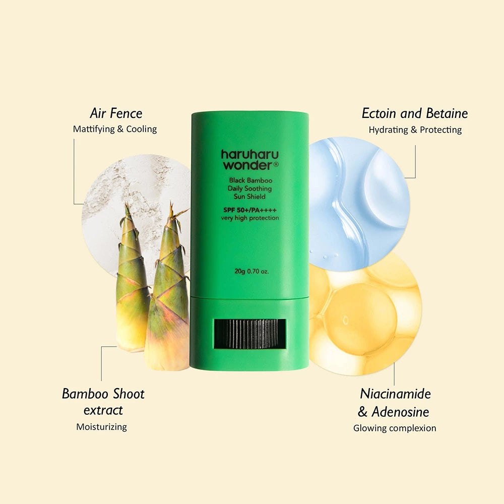 HARUHARU WONDER Schwarzer Bambus Tägliches Beruhigendes Sonnenschild Creme Gesichtscreme - Schutz und Feuchtigkeit, 20 g