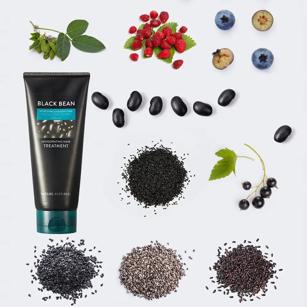 NATURE REPUBLIC Black Bean Haarbehandlung - Kopfhautpeeling und intensive Feuchtigkeitspflege, 200 ml