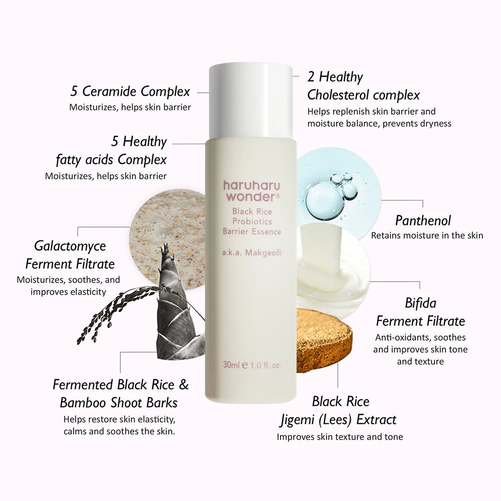 HARUHARU WONDER Schwarzer Reis Probiotika Barriere Essenz - Feuchtigkeit und Elastizität, 30 ml
