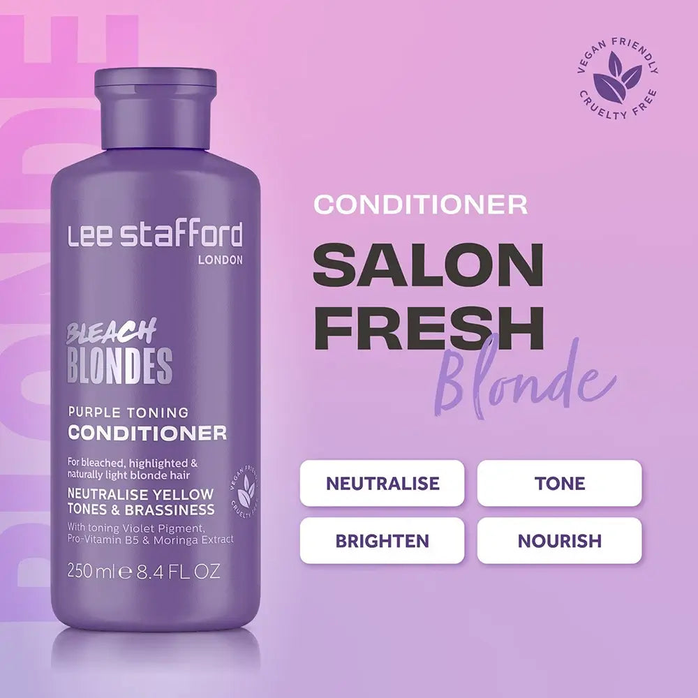 LEE STAFFORD Bleach Blondes Lila Tönungsconditioner - Conditioner mit Kamillenextrakt und Pro-Vitamin B5 zur Neutralisierung unerwünschter warmer Töne und zur Hydratisierung des Haares - 250 ml