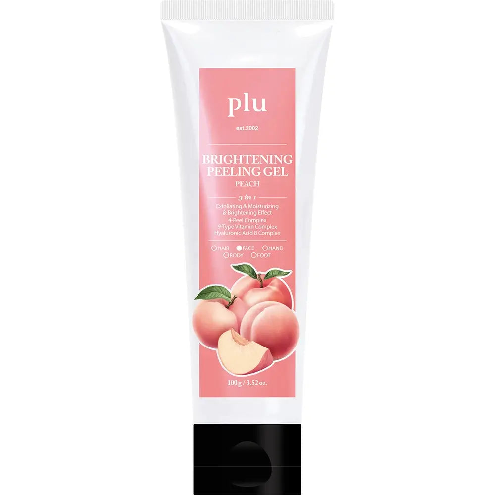 PLU Aufhellendes Peeling Gel - Peeling-Gesichtsbehandlung mit AHA und Pfirsichextrakt, das zur Entfernung abgestorbener Hautzellen und angesammelter Schmutzpartikel in den Poren beiträgt - 100 g