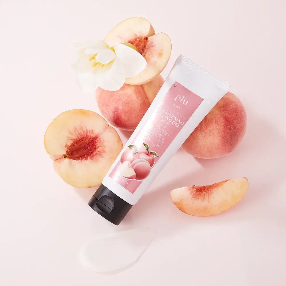 PLU Aufhellendes Peeling Gel - Peeling-Gesichtsbehandlung mit AHA und Pfirsichextrakt, das zur Entfernung abgestorbener Hautzellen und angesammelter Schmutzpartikel in den Poren beiträgt - 100 g