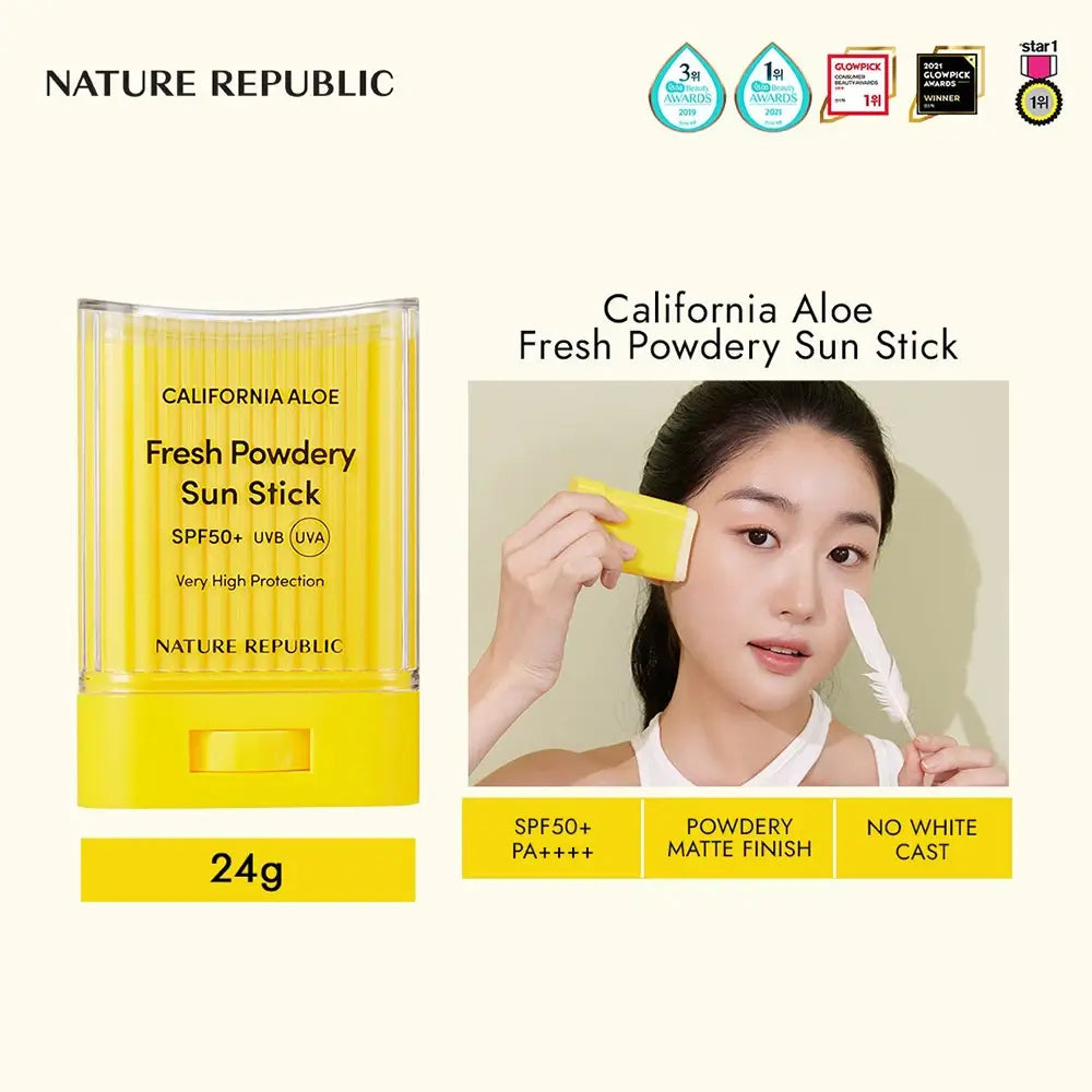 NATURE REPUBLIC California Aloe Stick Sonnenschutz LSF50+ - Hoher UV-Schutz & Aloe Vera Feuchtigkeit, 24 g