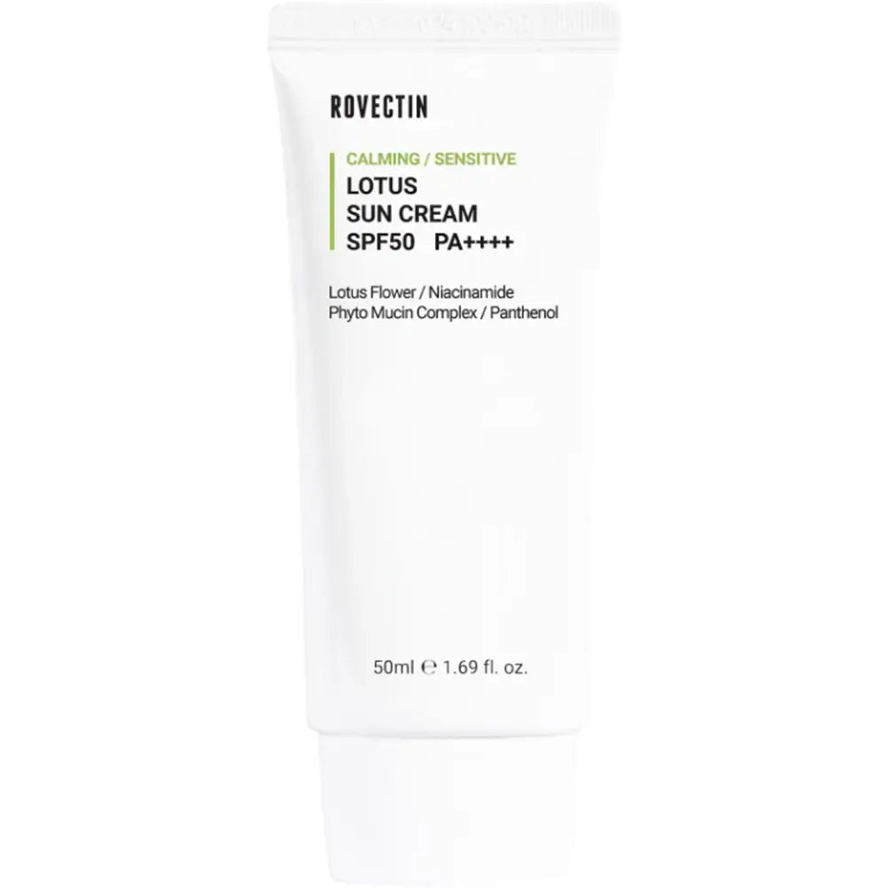 ROVECTIN Beruhigende Lotus Sonnencreme LSF50 PA++++ - Gesichtscreme mit Lotusblütenextrakt und Panthenol, die hilft, die Haut vor UVA-, UVB- und Blaulicht zu schützen und die Feuchtigkeit zu bewahren - 50 ml