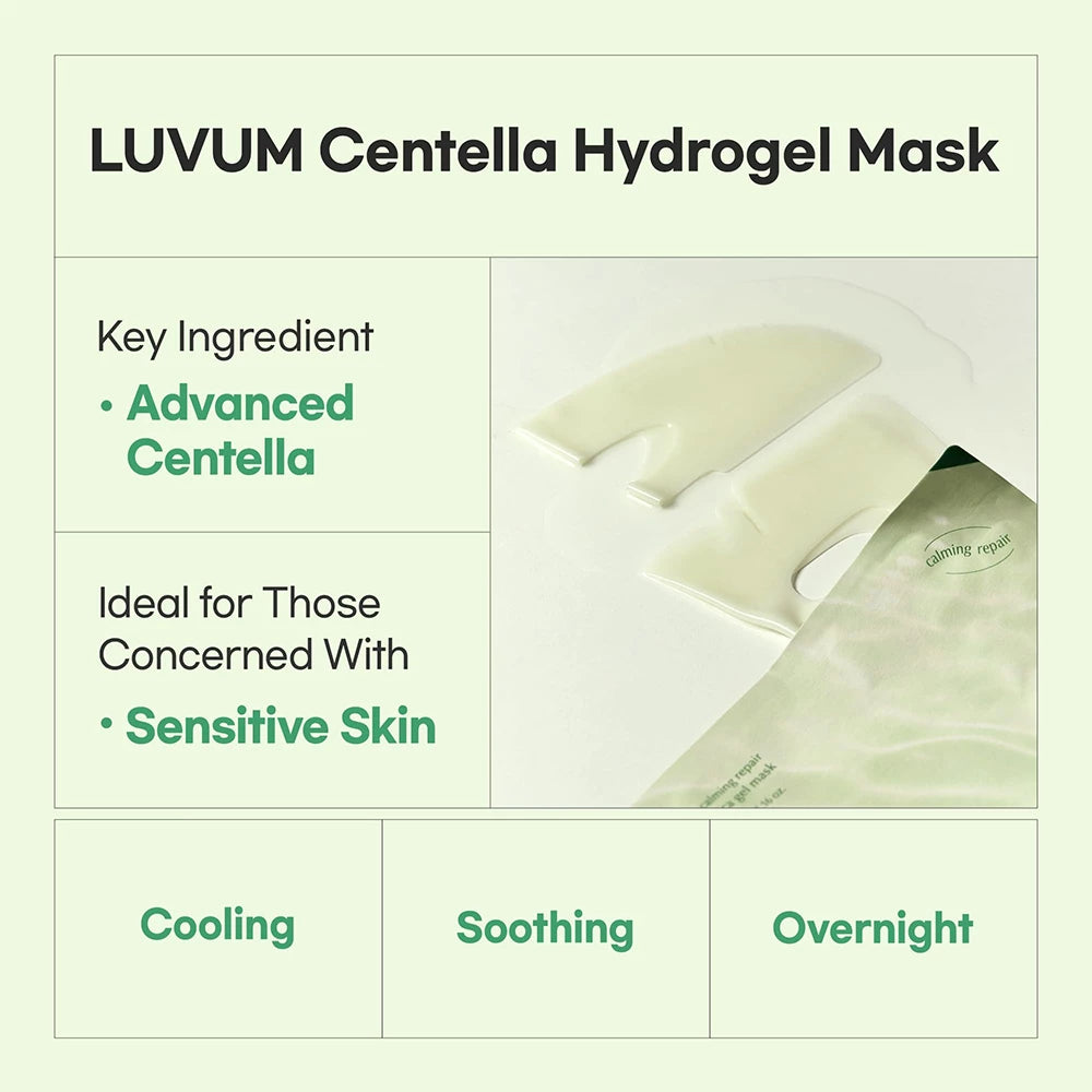 LUVUM Beruhigende Reparatur Cica Gel-Maske - Gesichtsmaske mit Centella Asiatica und Ceramiden zur Reduzierung von Rötungen und zur Förderung des Hautkomforts - 33g