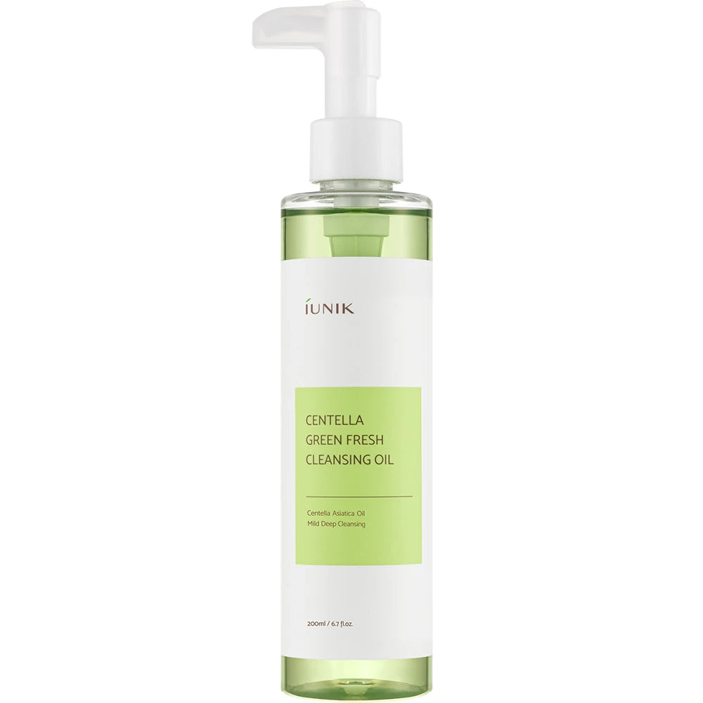 IUNIK Centella Green Fresh - Reinigingsolie geformuleerd met zonnebloempitolie en Centella Asiatica extract, dat helpt bij het reinigen van make-up, SPF en onzuiverheden en het behoud van de huidbalans - 200 ml