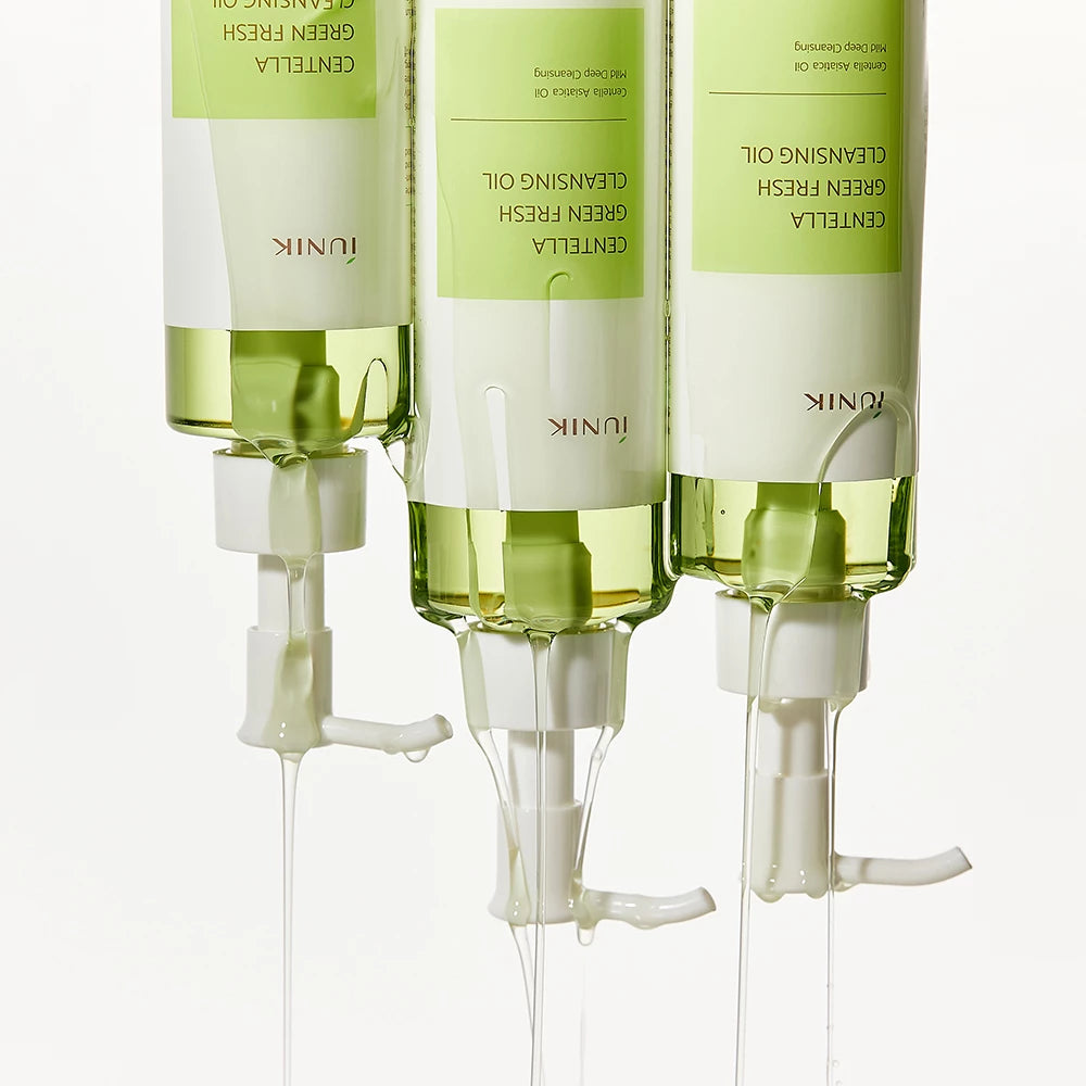 IUNIK Centella Green Fresh - Reinigingsolie geformuleerd met zonnebloempitolie en Centella Asiatica extract, dat helpt bij het reinigen van make-up, SPF en onzuiverheden en het behoud van de huidbalans - 200 ml