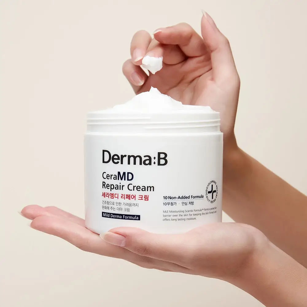 DERMA:B CeraMD Repair Creme - Körpercreme mit feuchtigkeitsspendenden und beruhigenden Inhaltsstoffen, die dazu beitragen, Beschwerden und Juckreiz zu lindern und den Hautkomfort zu erhalten - 430 ml