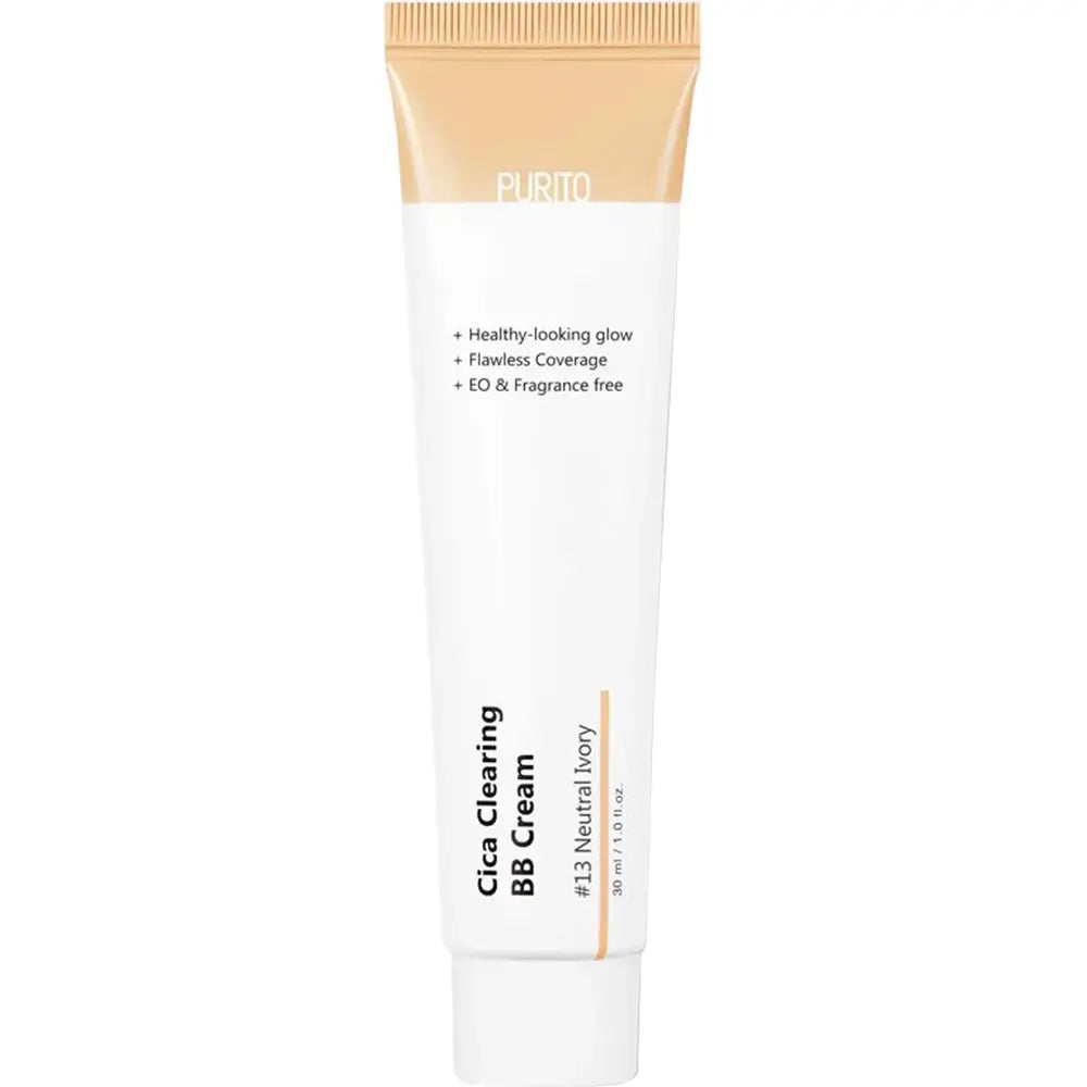 PURITO Cica Clearing BB Cream - Gesichtstönungscreme mit Centella Asiatica und Niacinamid, spendet Feuchtigkeit und pflegt die Haut - 30 ml - 13 Neutral Ivory