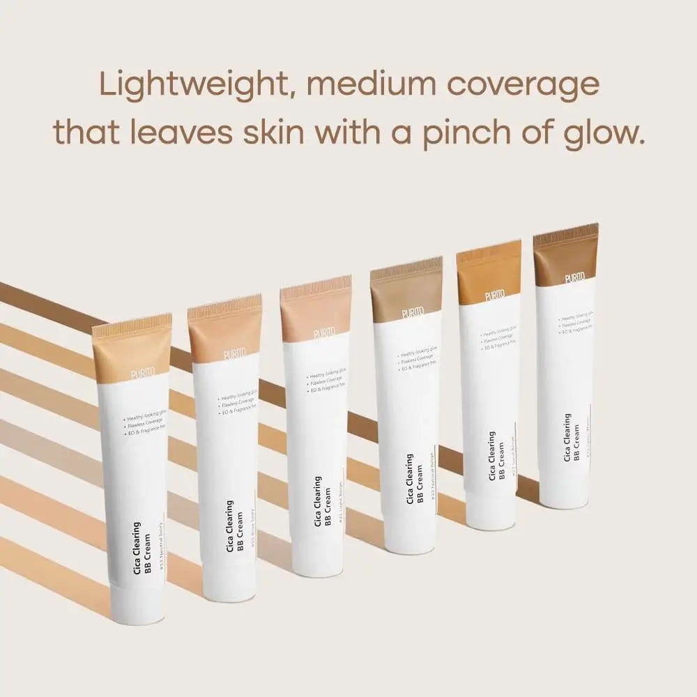 PURITO Cica Clearing BB Cream - Gesichtstönungscreme mit Centella Asiatica und Niacinamid, spendet Feuchtigkeit und pflegt die Haut - 30 ml - 13 Neutral Ivory