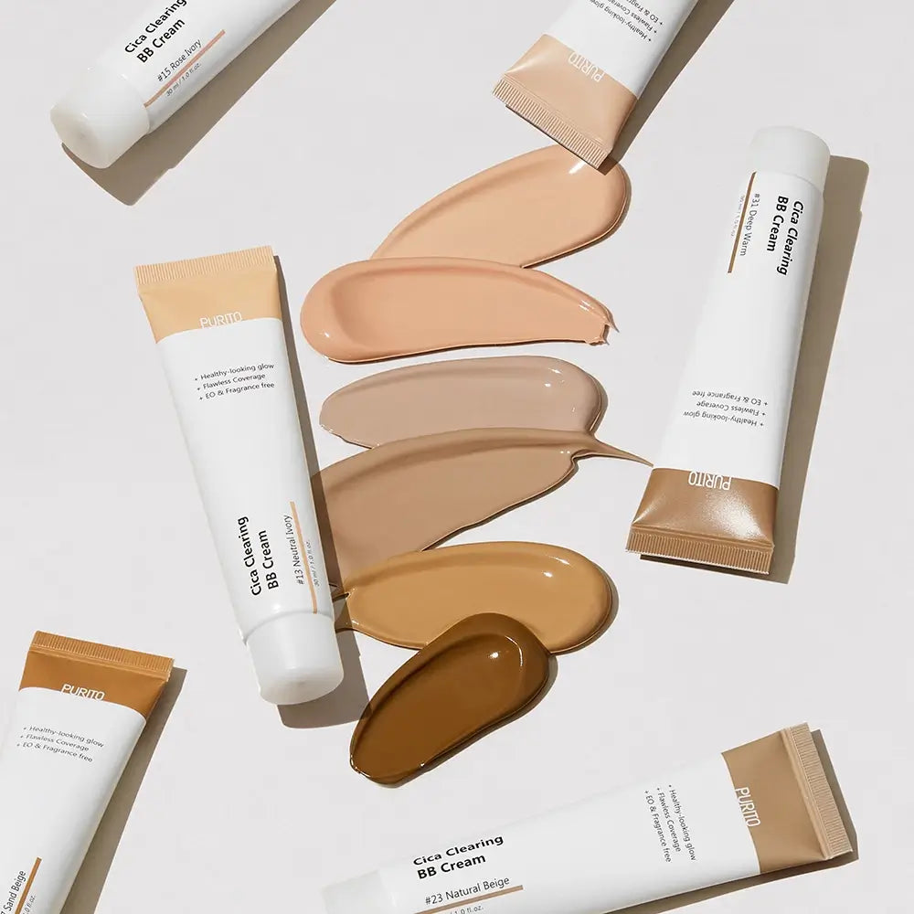 PURITO Cica Clearing BB Cream - Gesichtstönungscreme mit Centella Asiatica und Niacinamid, spendet Feuchtigkeit und pflegt die Haut - 30 ml - 13 Neutral Ivory