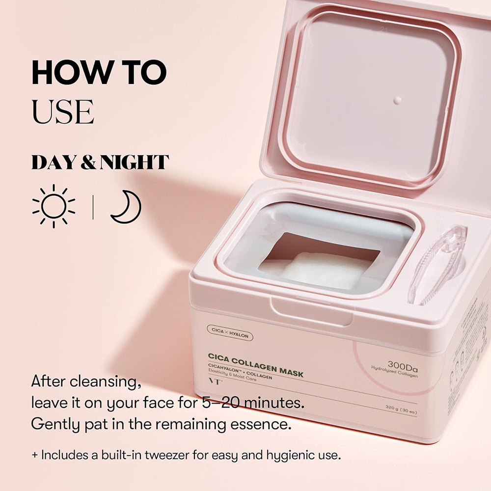 VT COSMETICS Cica Collagen Gesichtsmasken - Set mit 30 Tuchmasken