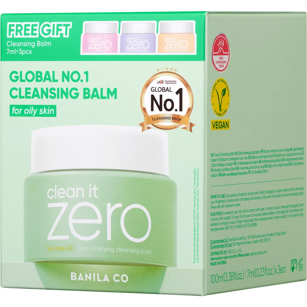 BANILA CO Clean it Zero Cleansing Balm Pore Clarifying Set - Set für fettige oder Mischhaut mit verstopften Poren, formuliert mit AHA und Teebaumextrakt, der zur Hautreinigung und zum Ausgleich beiträgt - 100 ml
