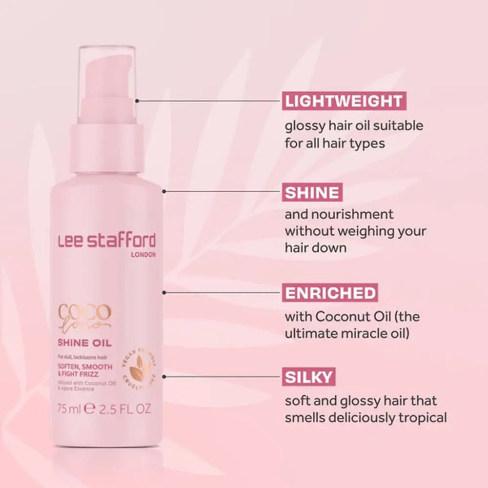 Lee Stafford Coco Loco Öl für Haar und Spitzen Coco Shine - Intensive Feuchtigkeit und langanhaltender Glanz, 75 ml