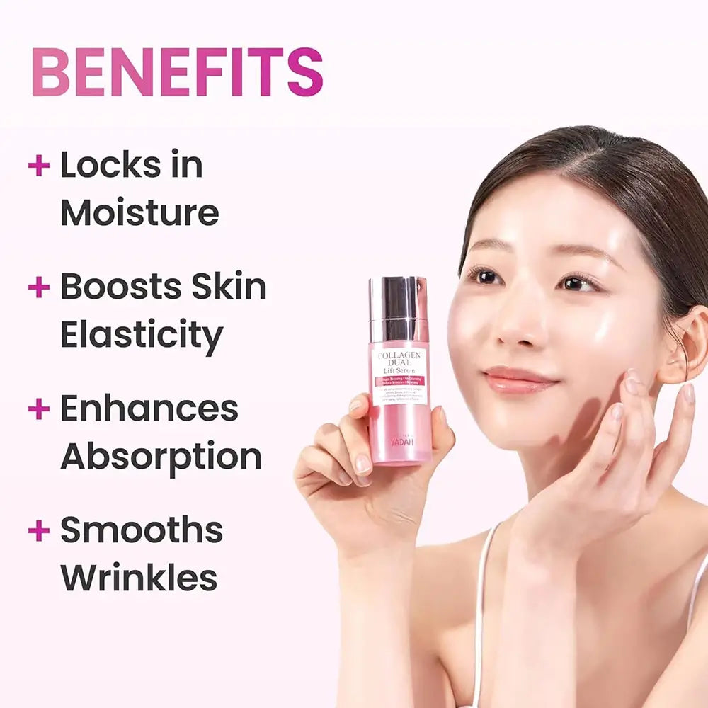 YADAH Kollagen Dual Lift Serum - Gesichtsserum mit Typ-I-Kollagen und Hyaluronsäure zur Hautfeuchtigkeitspflege - 50 ml