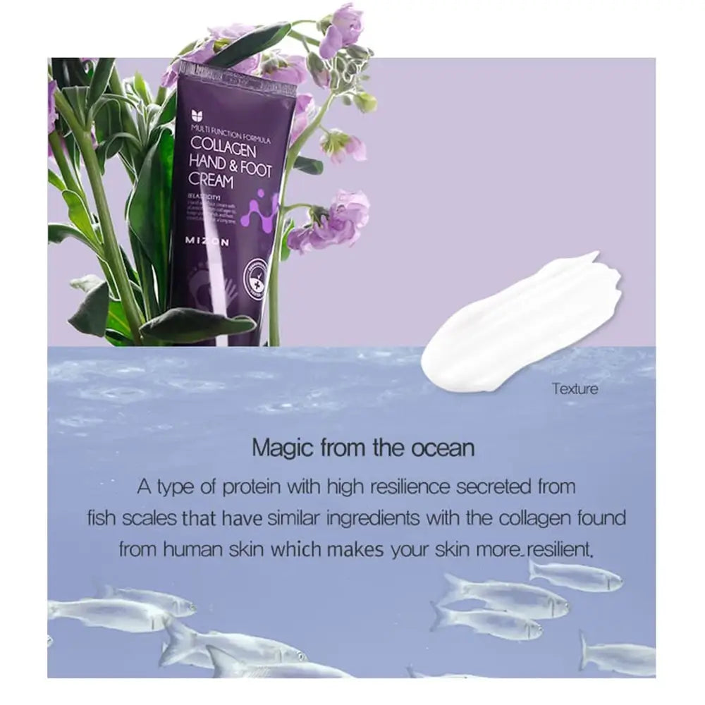 MIZON Kollagen Hand- und Fußcreme - Intensive Feuchtigkeit und Elastizität, 100 ml