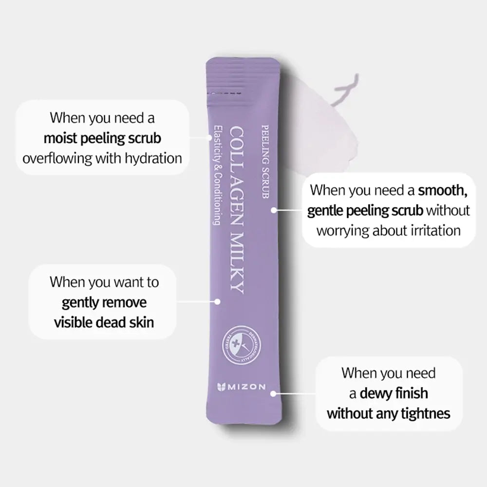 Mizon Kollagen Milch Peeling Peeling-Peeling 5g - Zarte Exfoliation und Intensive Feuchtigkeitsversorgung, 40 Stk