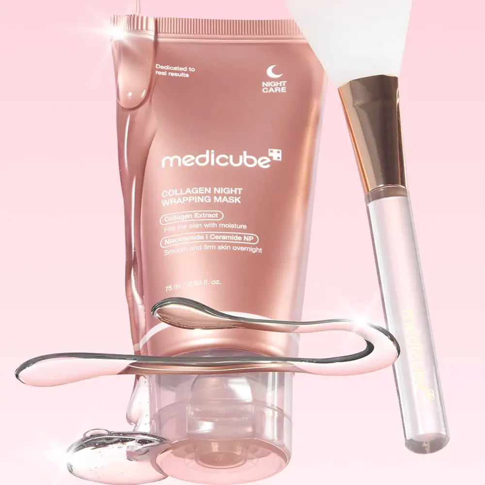 MEDICUBE Kollagen Nachtwickel-Maske - Gesichtsmaske mit Hyaluronsäure und Niacinamid, die zur Hautfeuchtigkeit und zum Ausgleich des Hauttons beiträgt - 75 ml