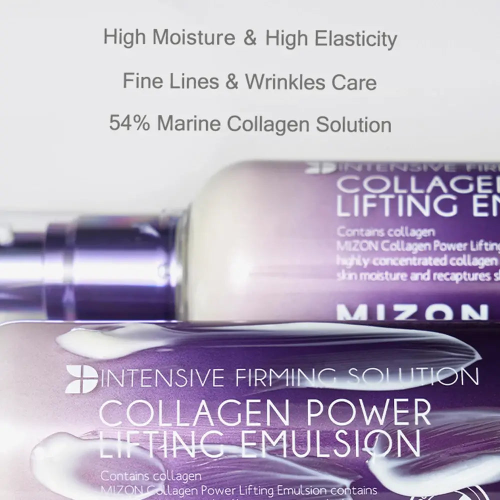 MIZON Collagen Power Lifting Emulsion - Gesichtsflüssigkeit mit marine Kollagen und Adenosin für Feuchtigkeit und Hautkomfort - 120 ml