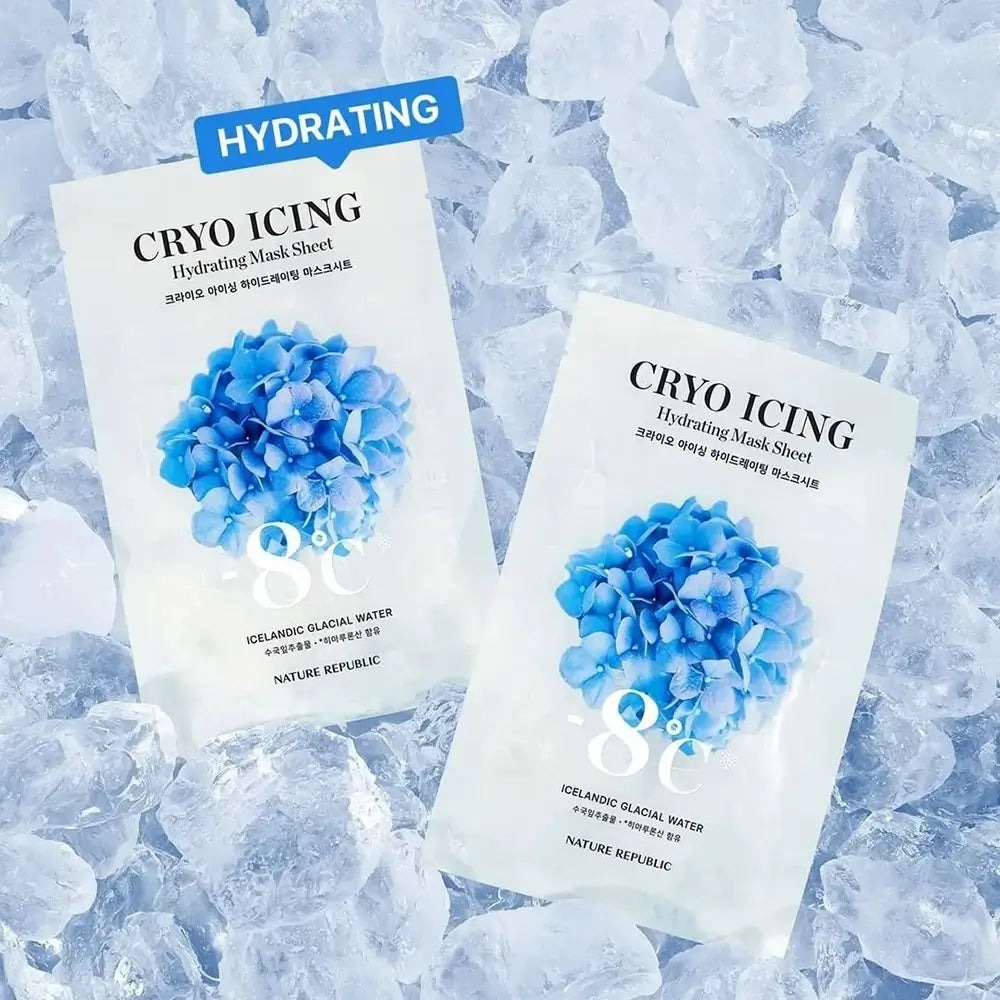 NATURE REPUBLIC Cryo Icing Feuchtigkeitsspendende Tuchmaske mit kühlendem Effekt - Intensive Feuchtigkeit und Beruhigung, 27 ml