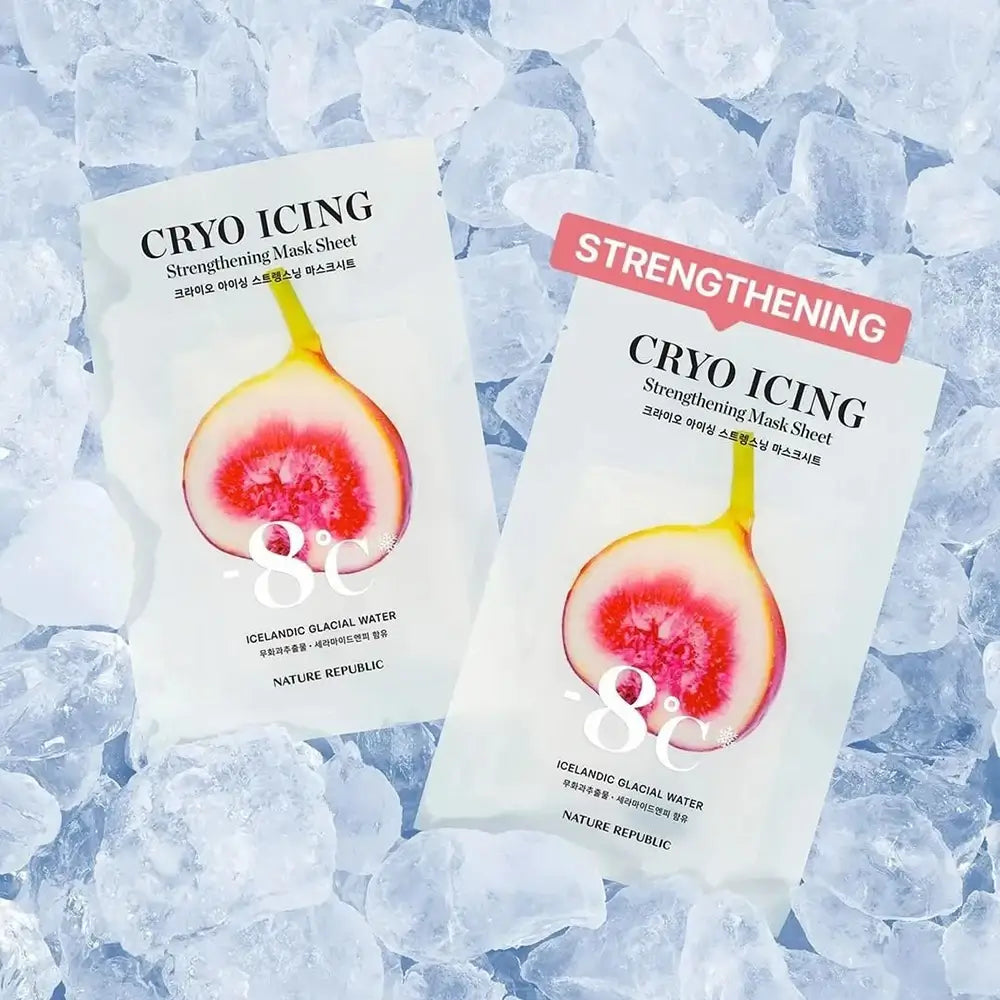 NATURE REPUBLIC Cryo Icing Strengthening Mask Sheet - Gesichtsmaske mit isländischem Gletscherwasser und Ceramiden zur Stärkung der Hautschutzbarriere und für Hautkomfort - 27 ml