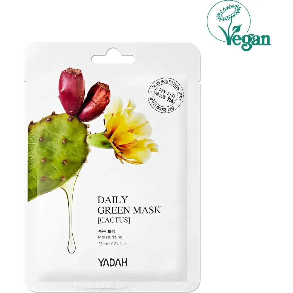 YADAH Daily Green Cactus Maske - Gesichtsmaske mit Kaktus-Extrakt und Vitamin E für intensive Pflege trockener und empfindlicher Haut - 25 ml