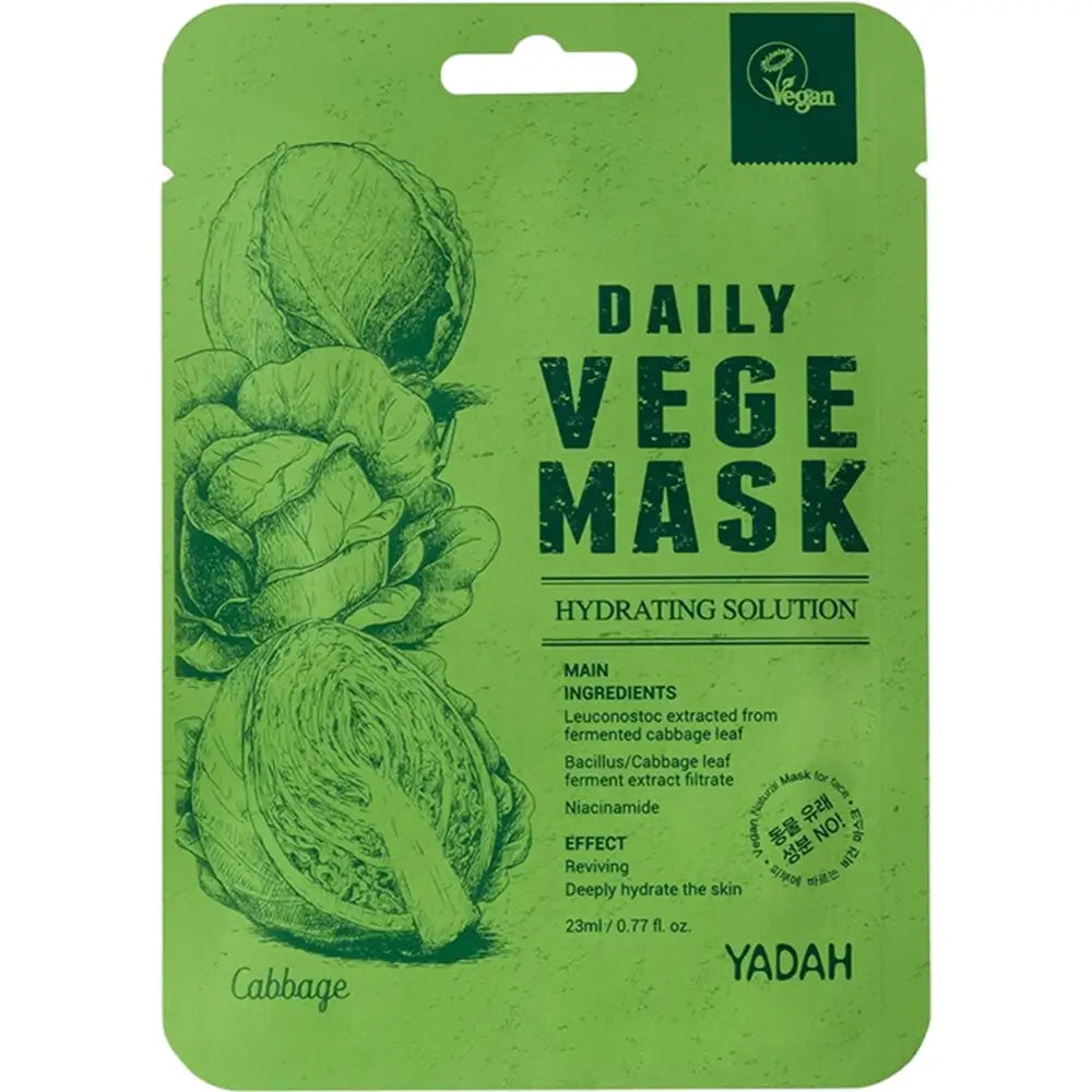 YADAH Daily Vege Kohl - Gesichtsmaske mit fermentiertem Kohlblatt-Extrakt und Niacinamid Vitamin B3, die zur Hautfeuchtigkeit und zur Aufrechterhaltung des Hautkomforts beiträgt - 23 ml