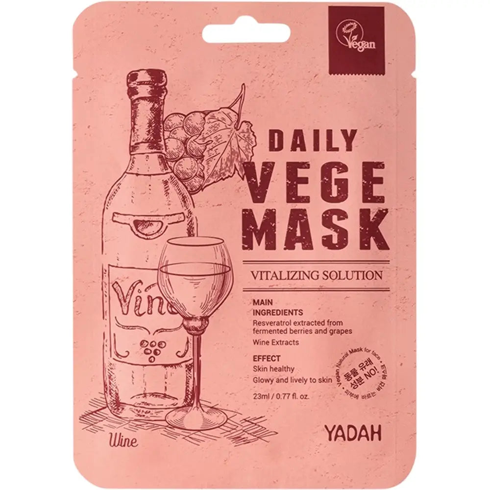 YADAH Daily Vege Wein - Gesichtsmaske mit Resveratrol und fermentiertem Traubenextrakt, die zur Hautfeuchtigkeit und zum Hautkomfort beiträgt - 23 ml