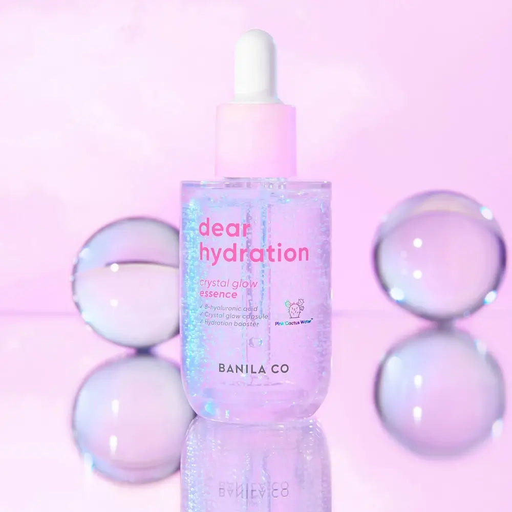 BANILA CO Dear Hydration Crystal Glow Essence - Serum mit Hyaluronsäure und rosa Kaktuswasser zur Hydratation der Haut - 50 ml