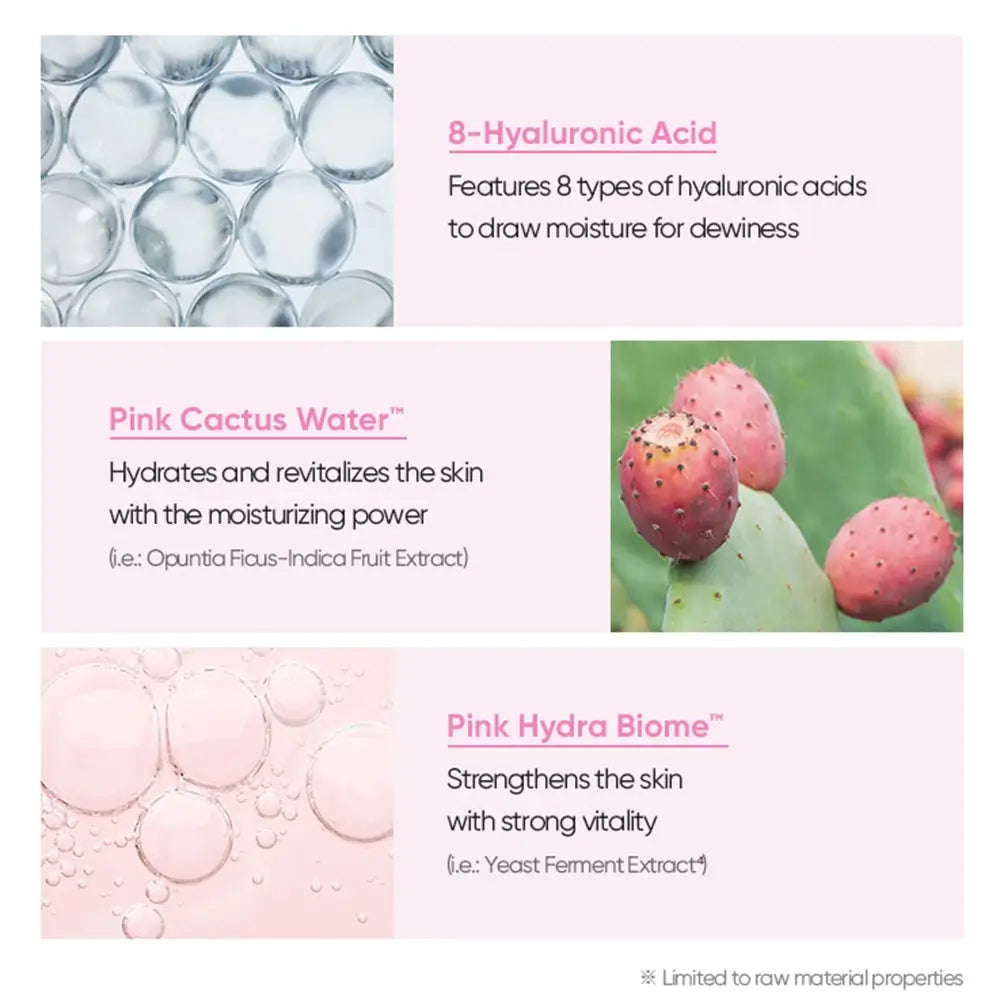 BANILA CO Dear Hydration Crystal Glow Essence - Serum mit Hyaluronsäure und rosa Kaktuswasser zur Hydratation der Haut - 50 ml